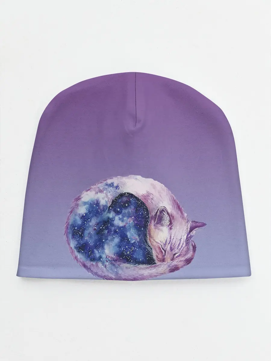Детская шапка / кот звездное небо спит