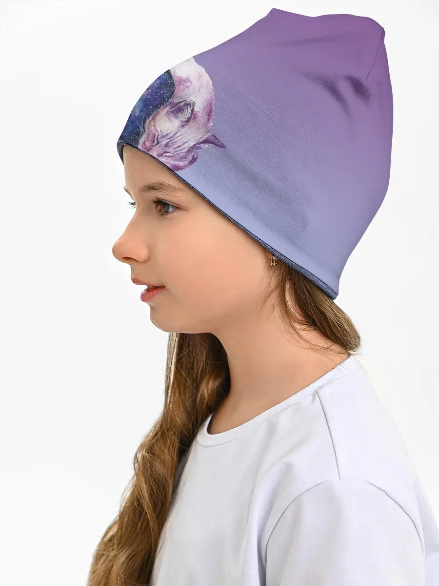 Детская шапка / кот звездное небо спит