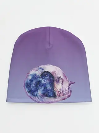 Детская шапка / кот звездное небо спит