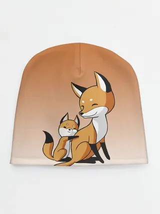 Детская шапка / лис и лисенок