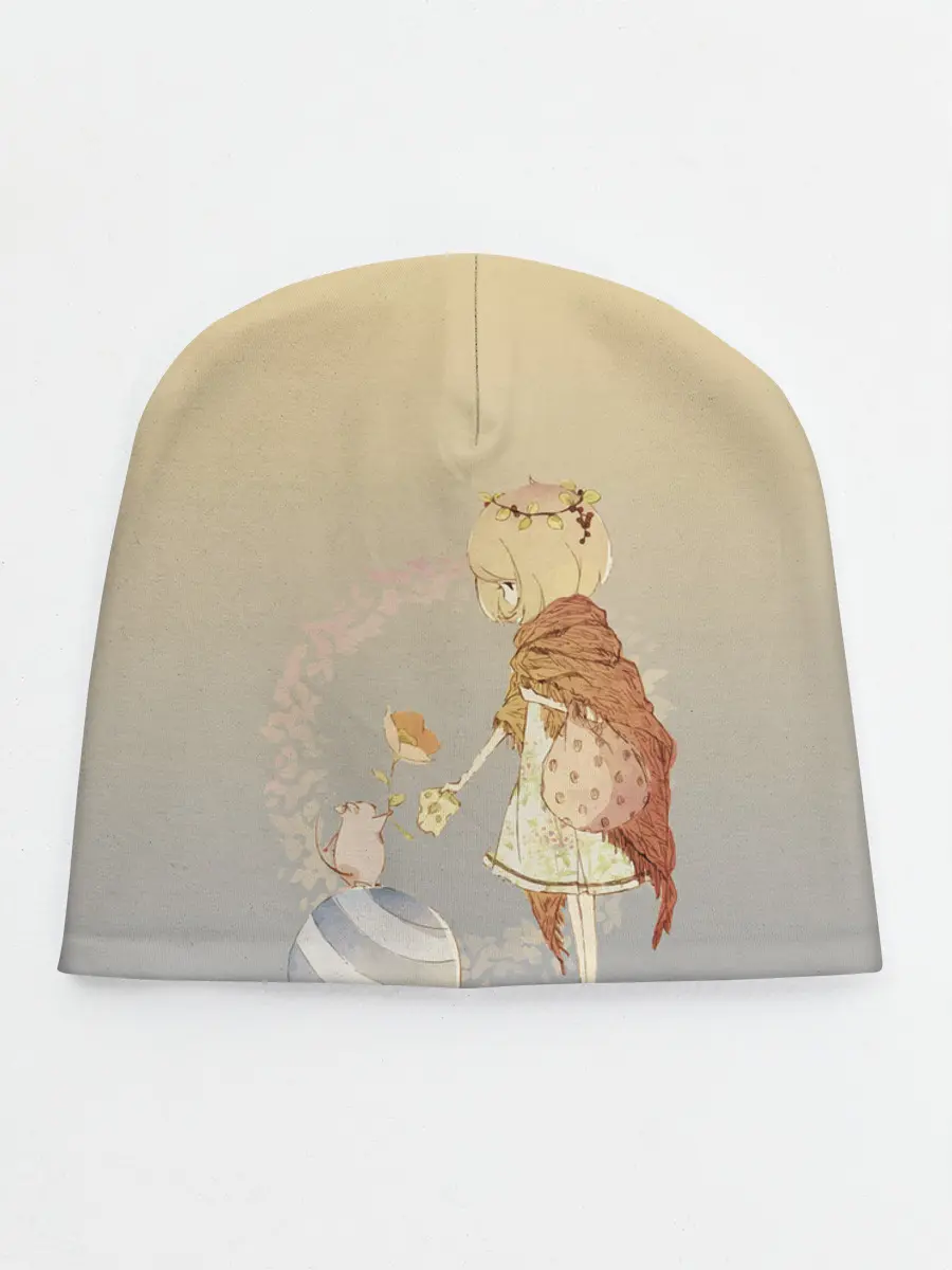 Детская шапка / девочка и мышка друзья