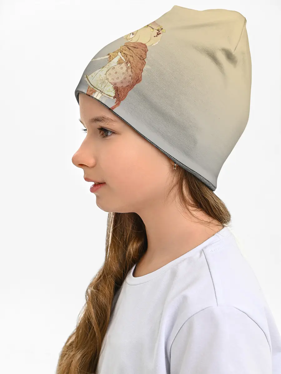 Детская шапка / девочка и мышка друзья