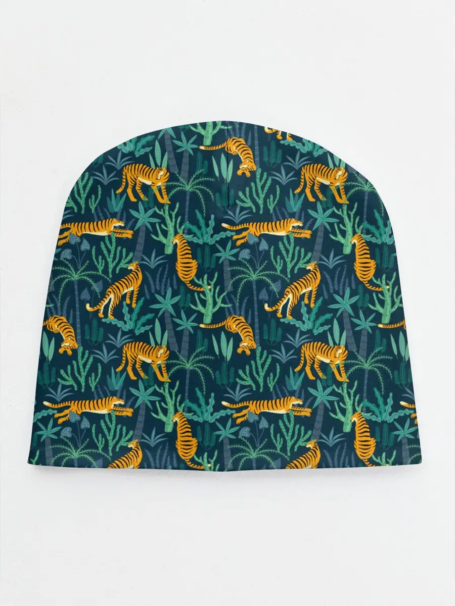 Детская шапка / Паттерн из Тигров и Растений