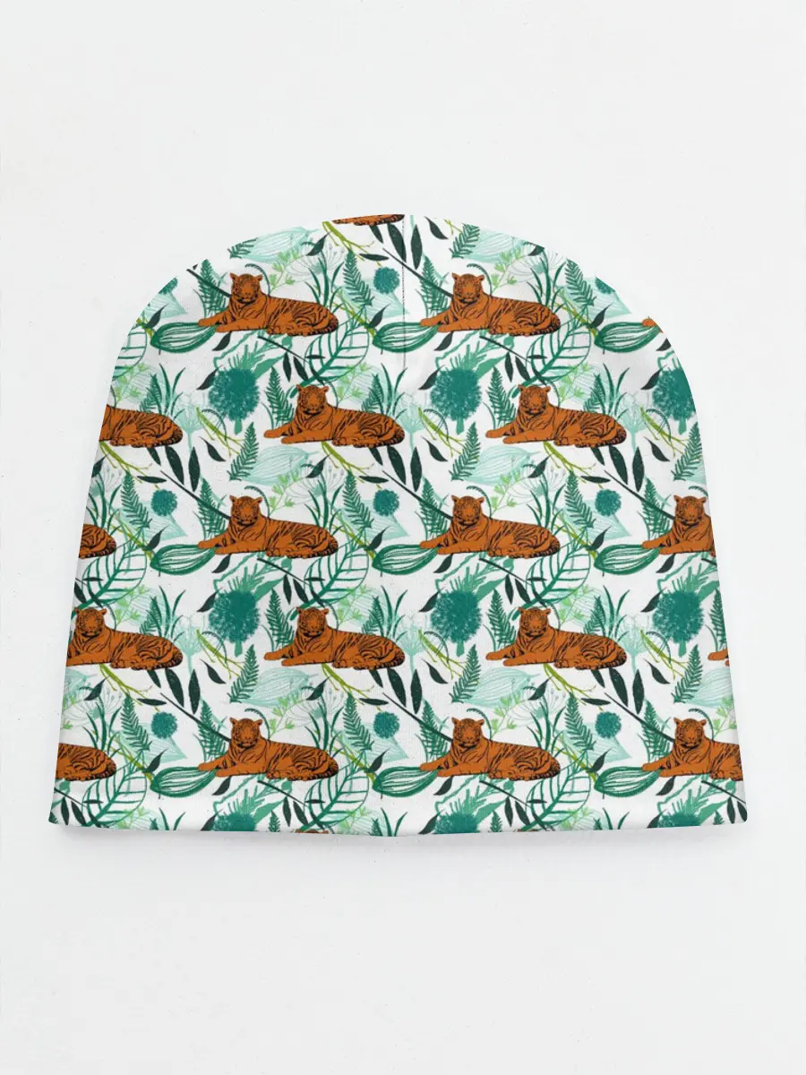 Детская шапка / Цветы и Тигр Паттерн