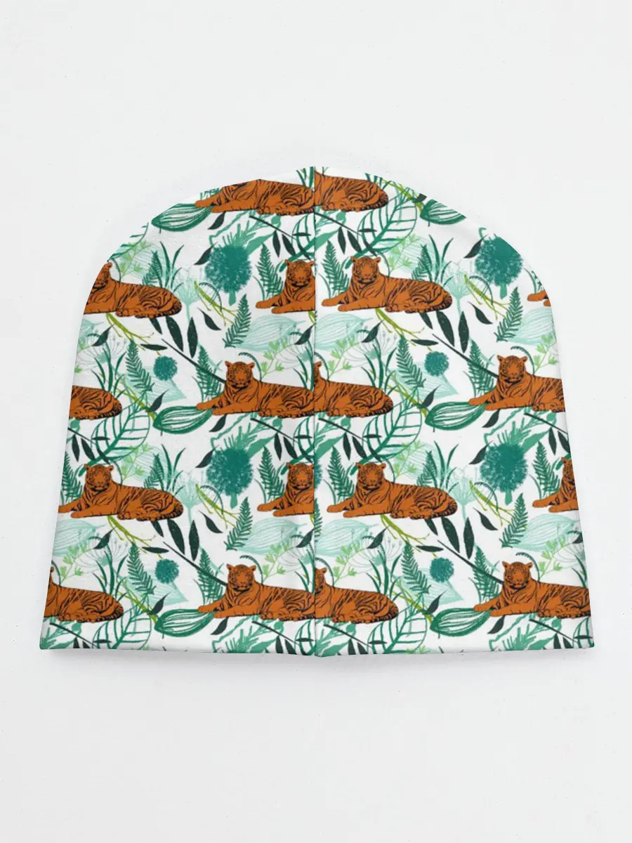 Детская шапка / Цветы и Тигр Паттерн