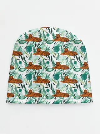 Детская шапка / Цветы и Тигр Паттерн