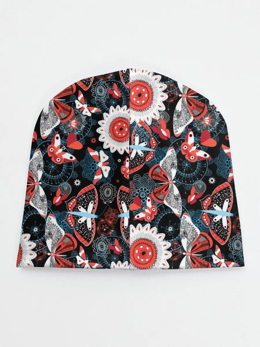 Детская шапка / Паттерн из Бабочек с Цветами