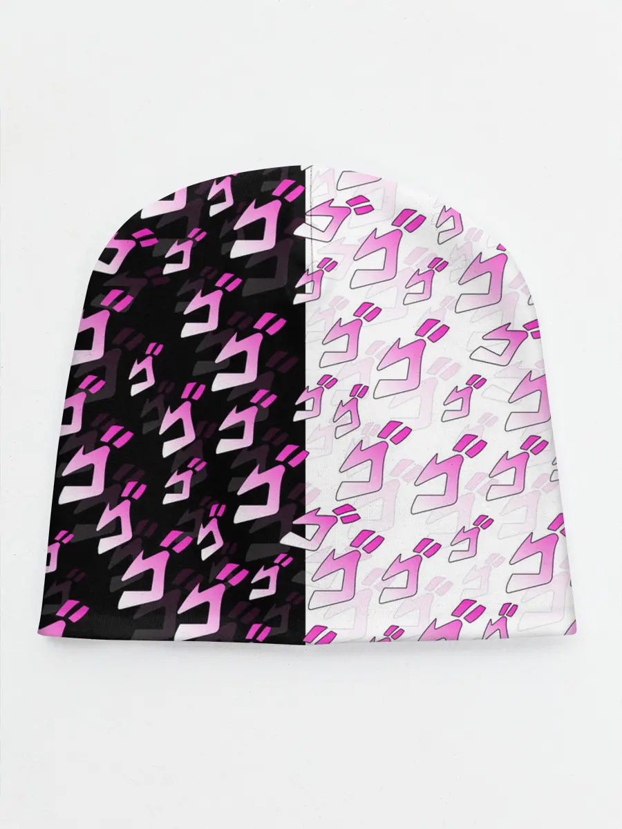 Детская шапка / Розовые джоджо на чернобелом