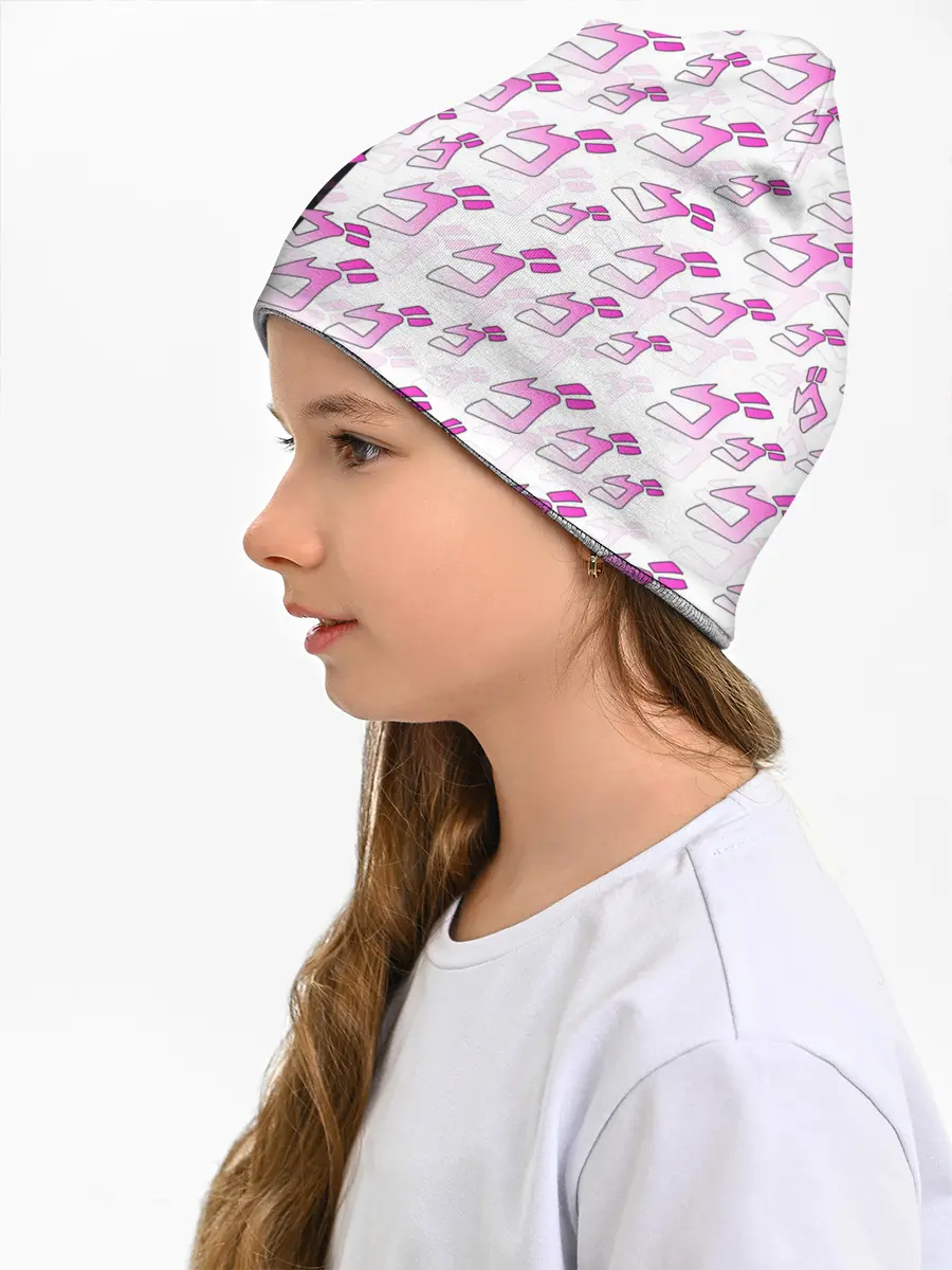 Детская шапка / Розовые джоджо на чернобелом