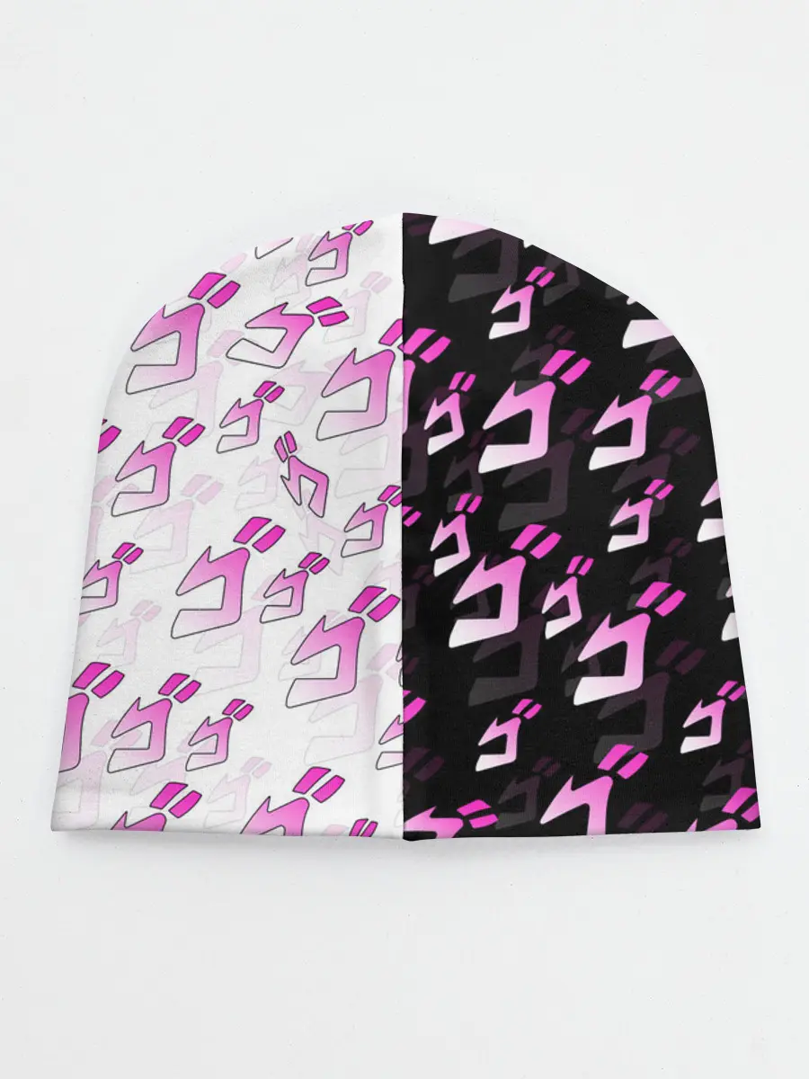 Детская шапка / Розовые джоджо на чернобелом