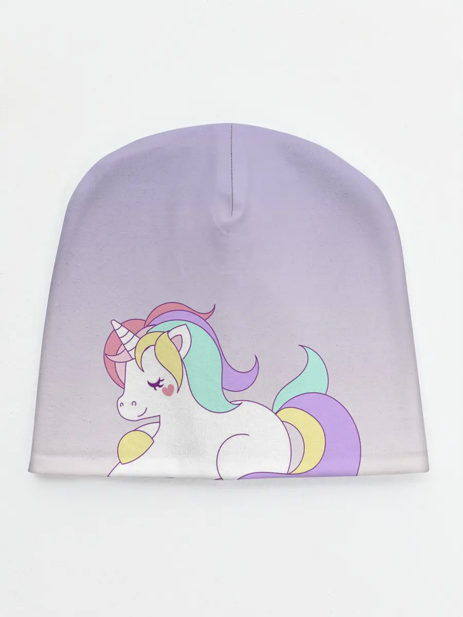 Детская шапка / единорожек на фиолетовом