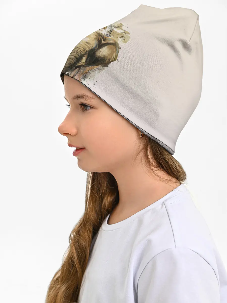 Детская шапка / акварельный слон брызги