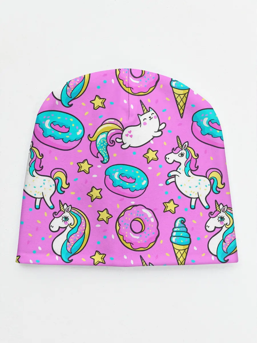 Детская шапка / Единороги с пончиками