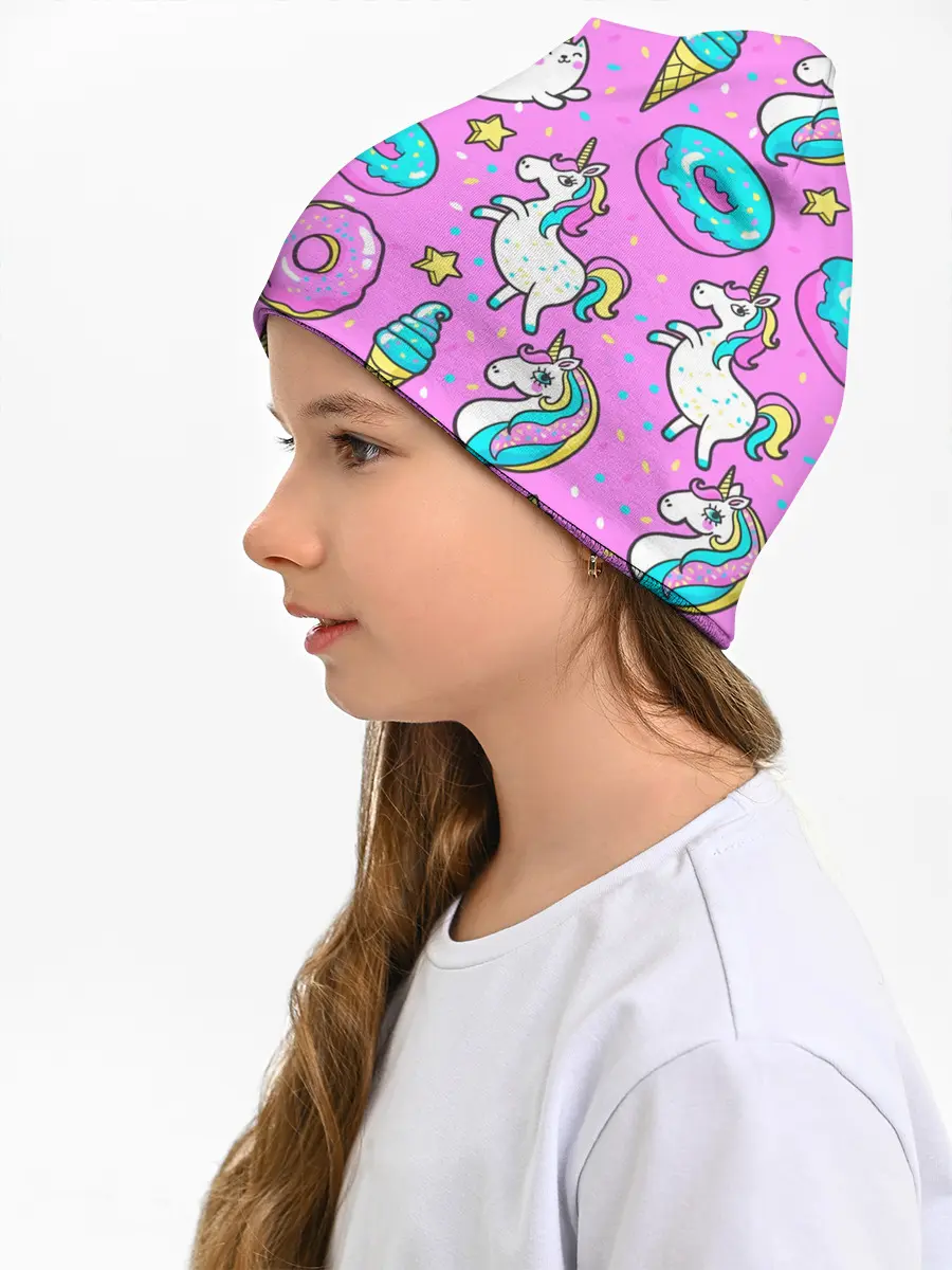 Детская шапка / Единороги с пончиками