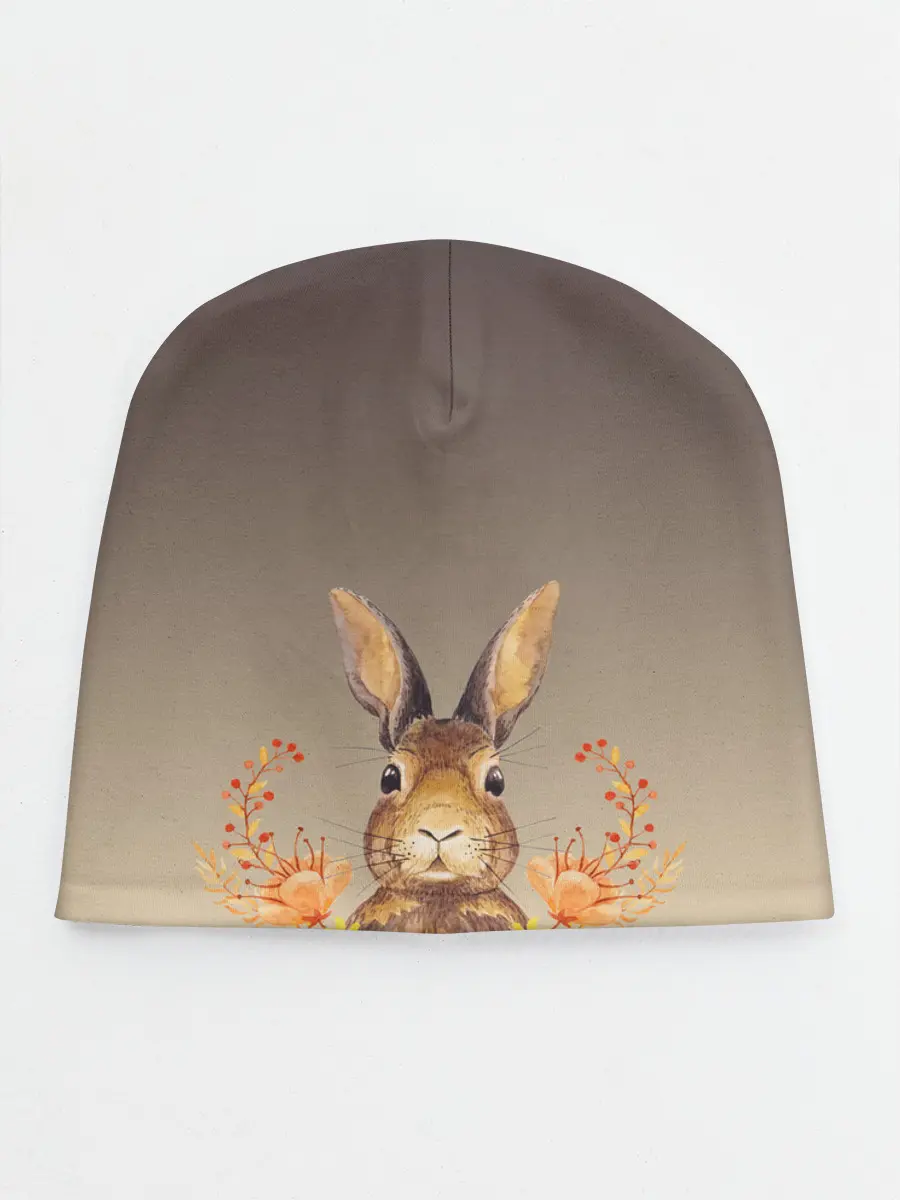 Детская шапка / заяц в цветочках
