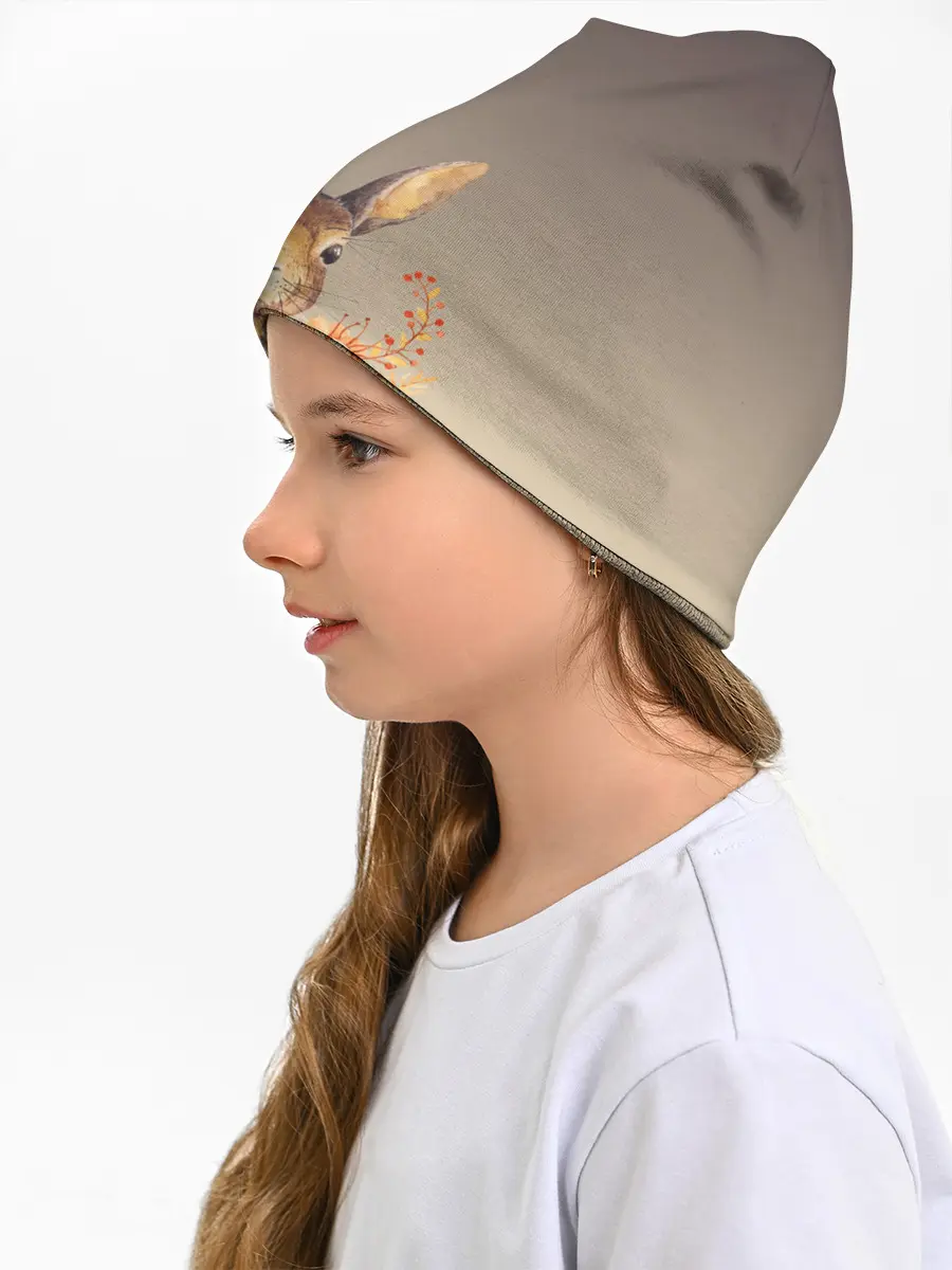 Детская шапка / заяц в цветочках