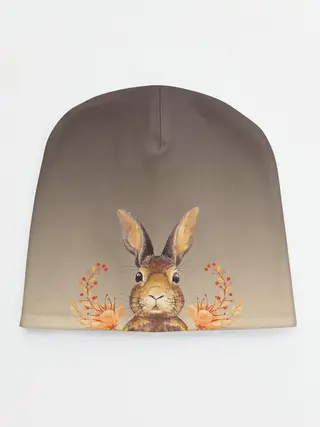 Детская шапка / заяц в цветочках