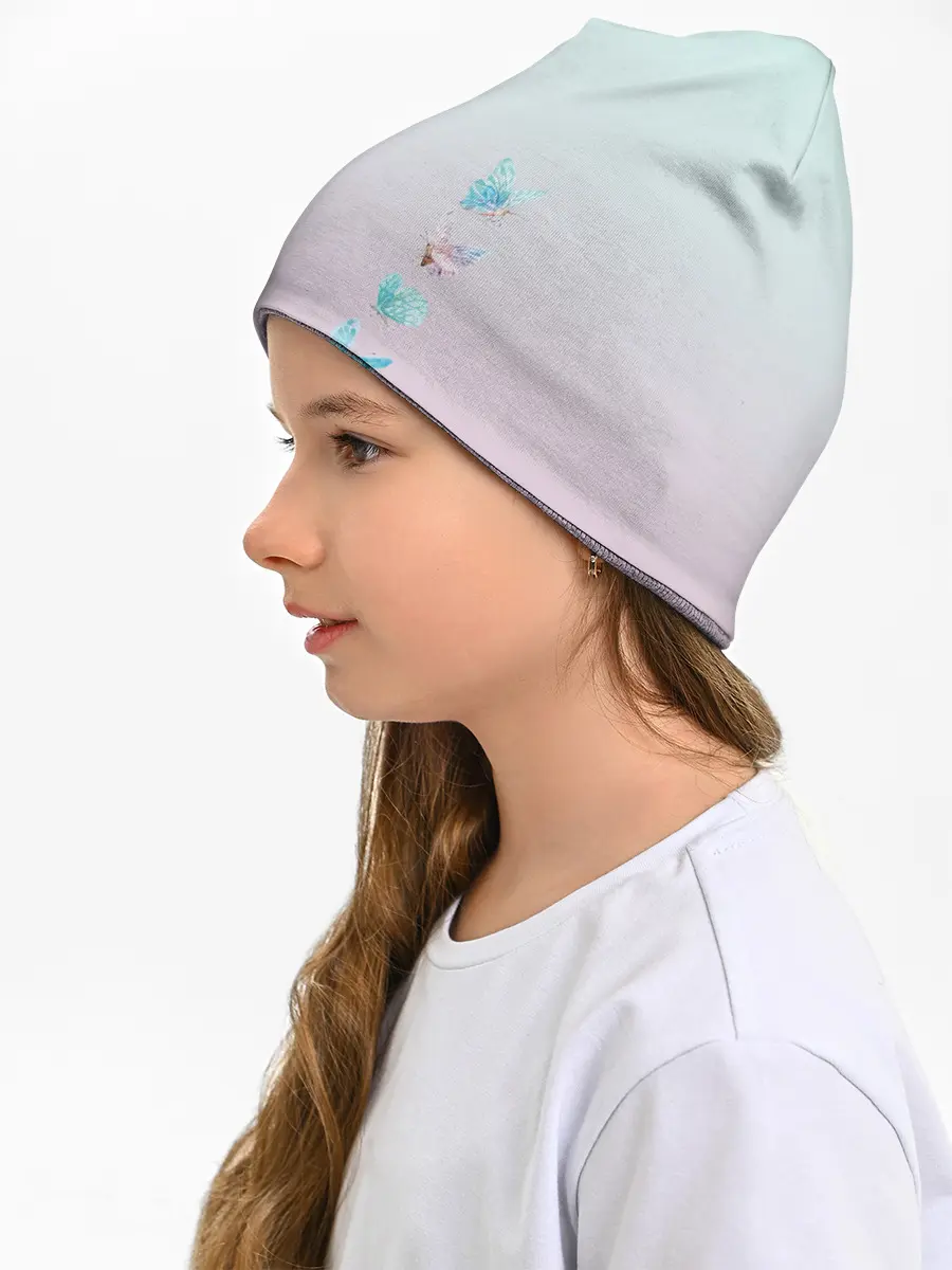 Детская шапка / акварельные бабочки