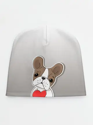 Детская шапка / французский бульдог сердечко