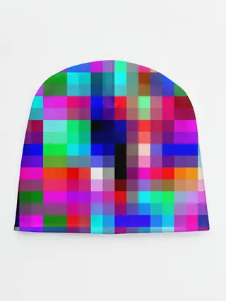 Детская шапка / РАЗНОЦВЕТНЫЕ ПИКСЕЛИ / КУБЫ