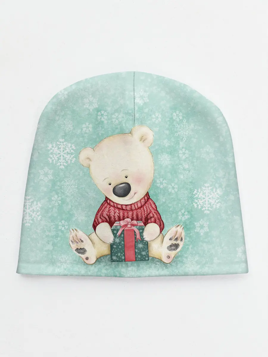 Детская шапка / Медвежонок с подарком