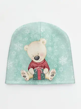 Детская шапка / Медвежонок с подарком