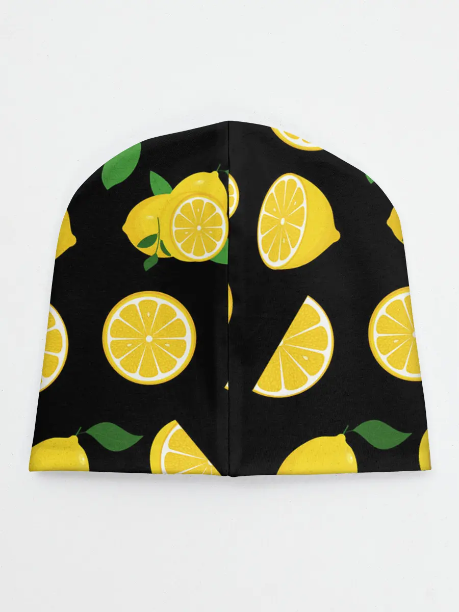 Детская шапка / Лимоны на чёрном