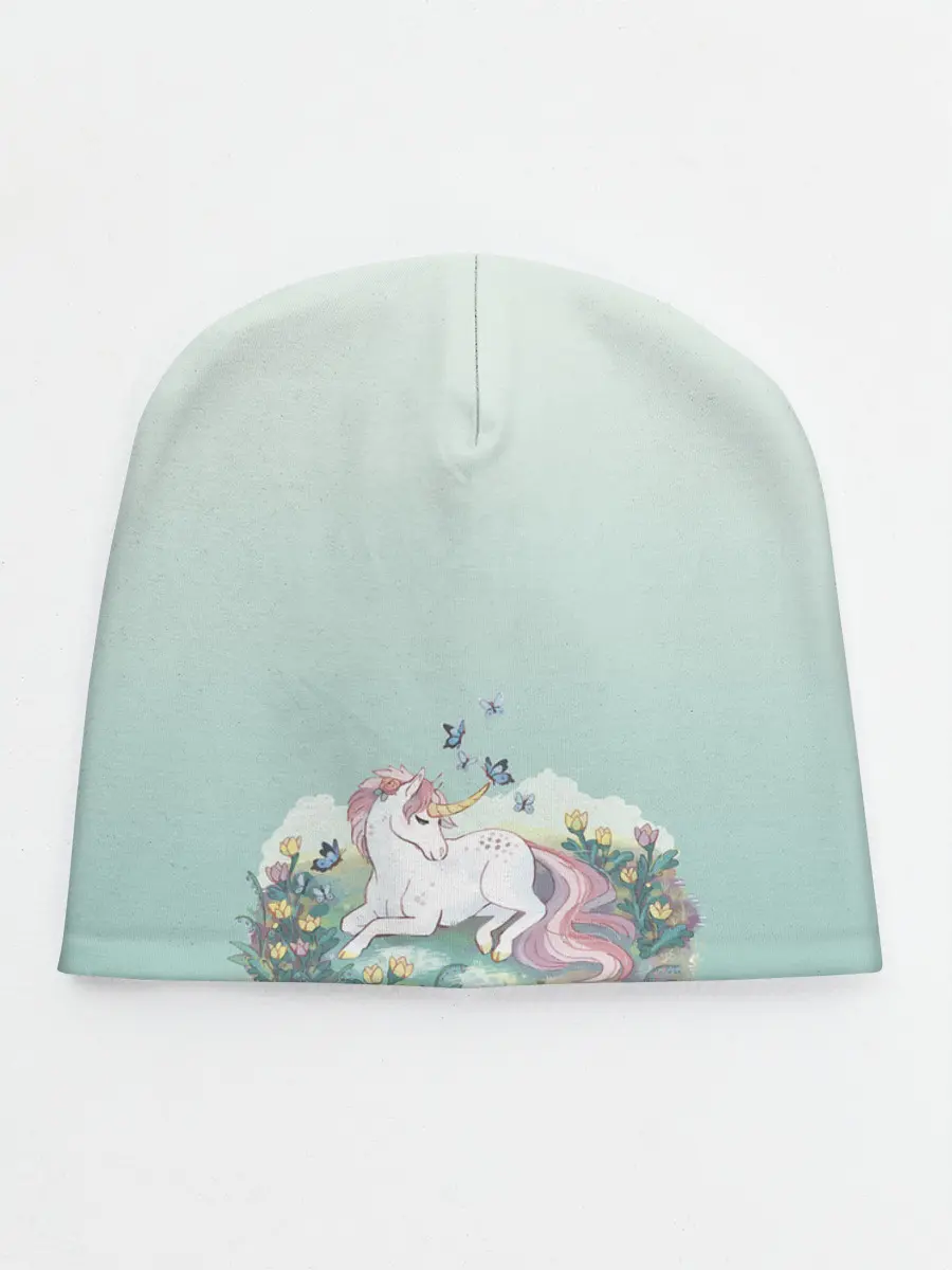 Детская шапка / единорог с бабочками