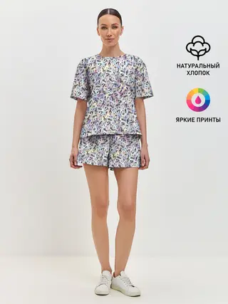 Женская пижама с шортами / Музыкальные Ноты