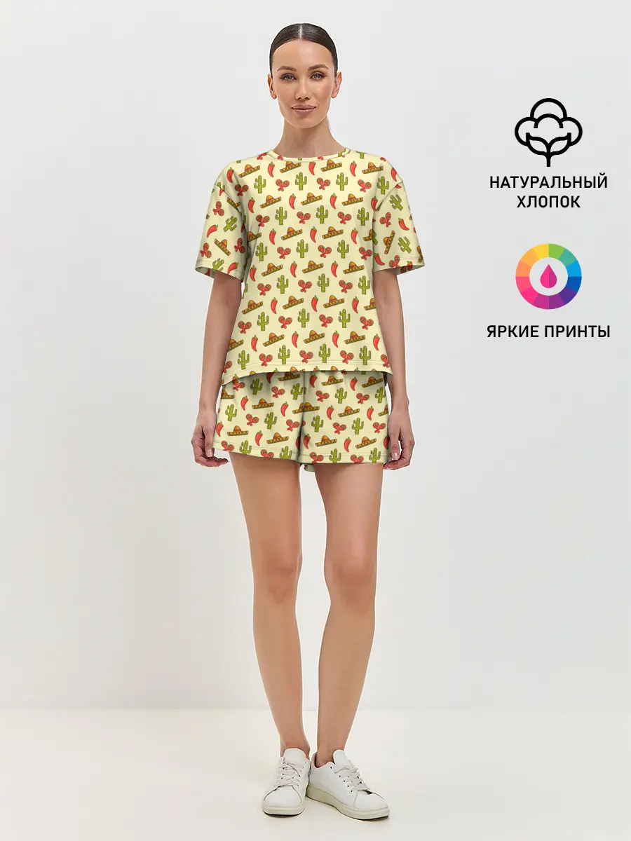 Женская пижама с шортами / Мексиканский фон