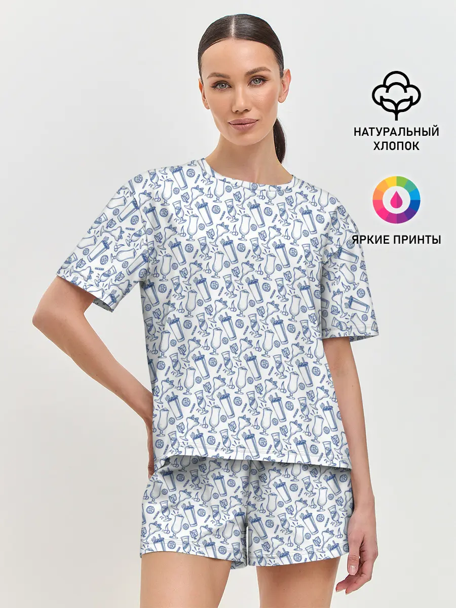 Женская пижама с шортами / Коктейли