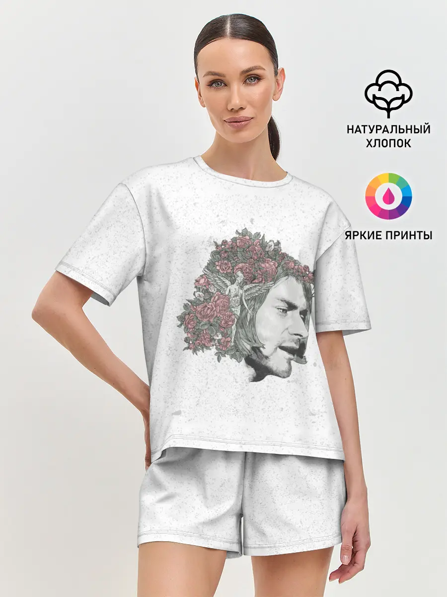 Женская пижама с шортами / Цветы в волосах