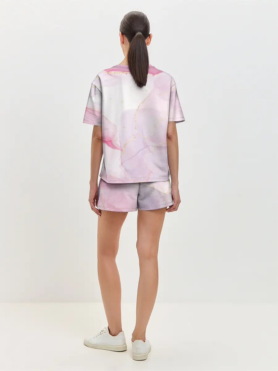 Женская пижама с шортами / Цветы роспись акварелью