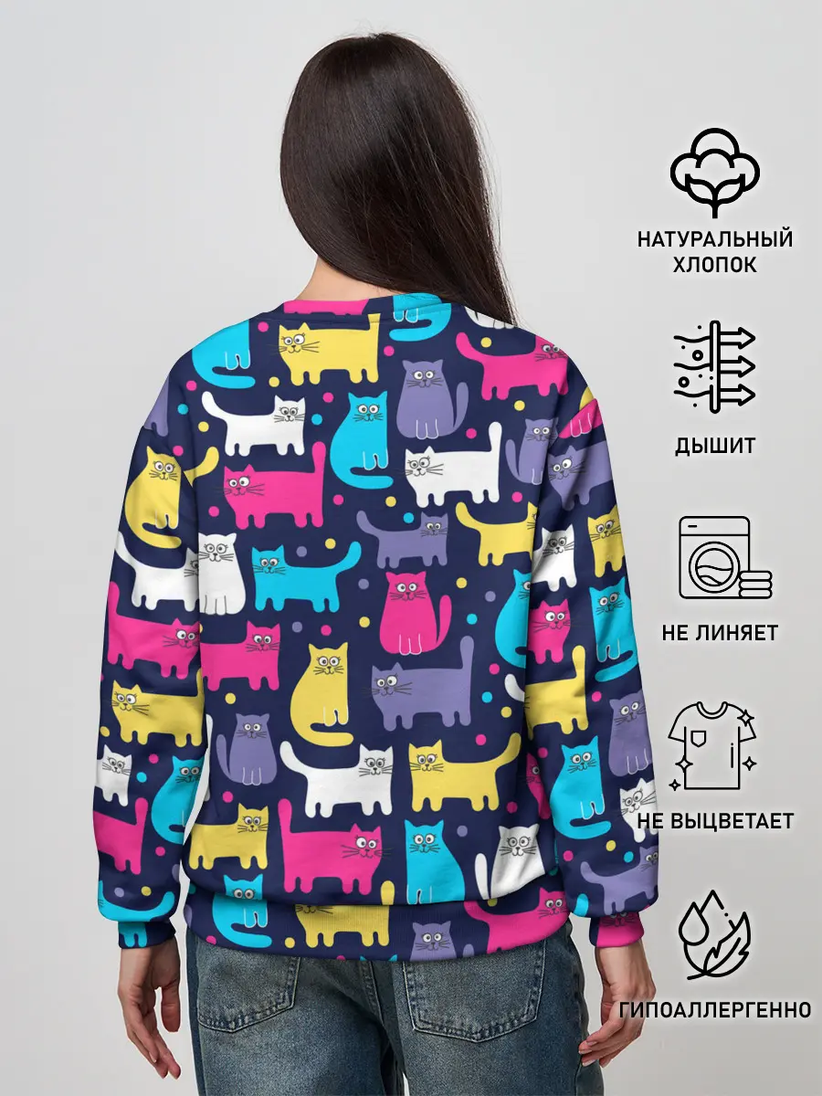 Женский свитшот / Разноцветные котики