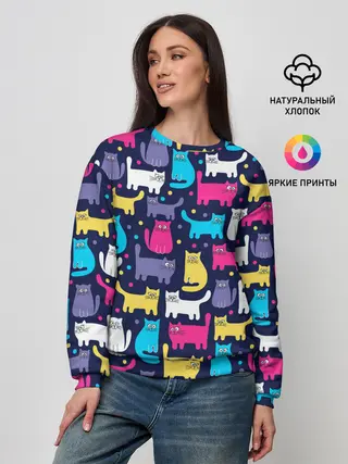 Женский свитшот / Разноцветные котики
