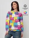 Женский свитшот / Разноцветные котики