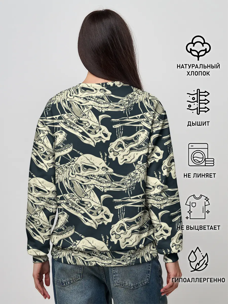 Женский свитшот / Черепа динозавров