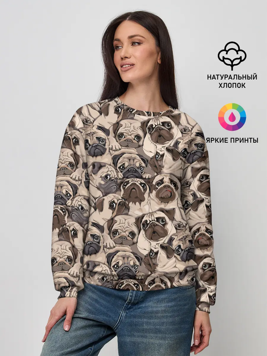 Женский свитшот / Мопсы