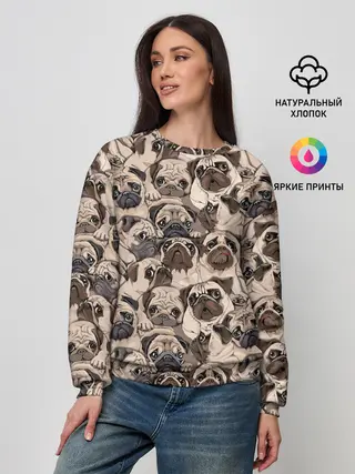 Женский свитшот / Мопсы