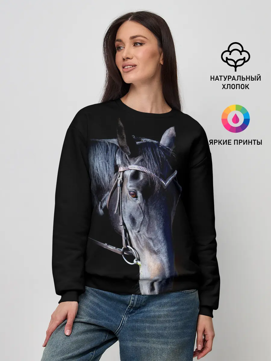 Женский свитшот / Конь вороной