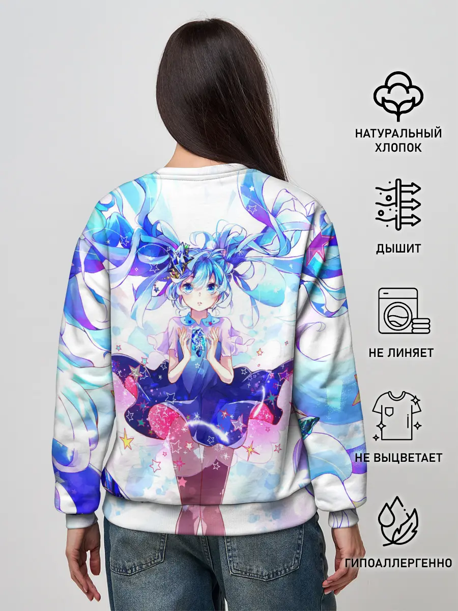 Женский свитшот / Хацуне Мику на красочном фоне