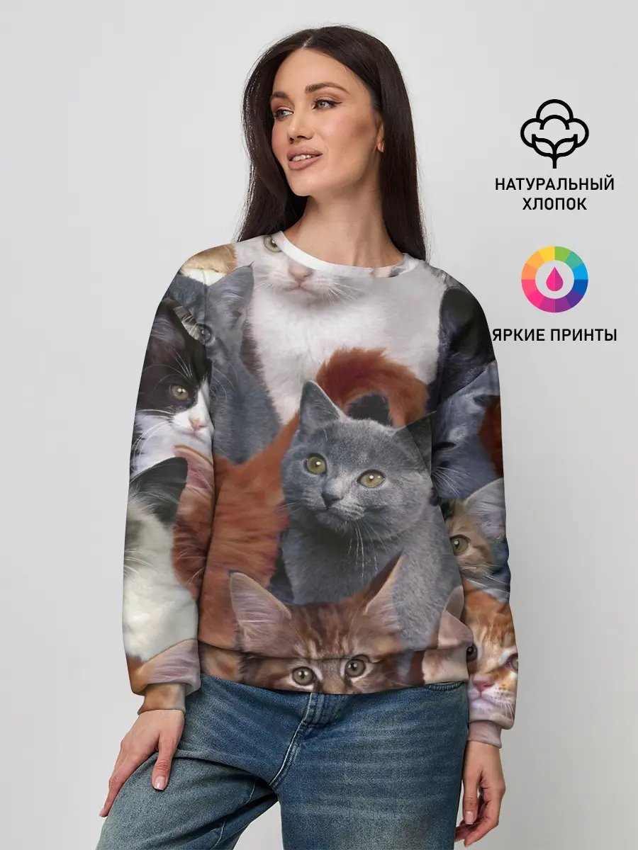Женский свитшот / Много котов