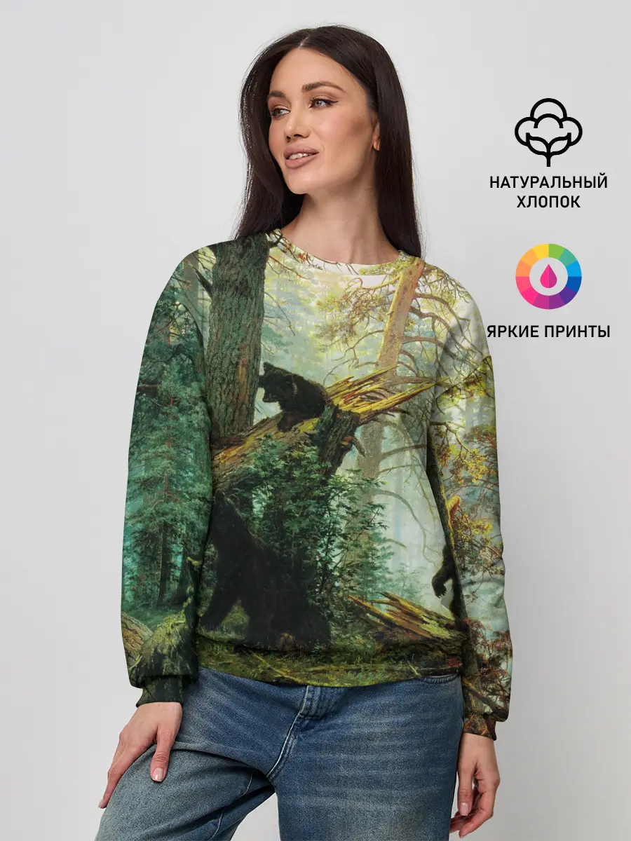 Женский свитшот / Утро в сосновом лесу