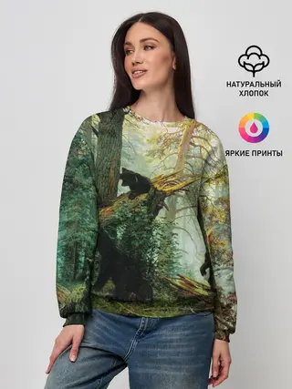 Женский свитшот / Утро в сосновом лесу