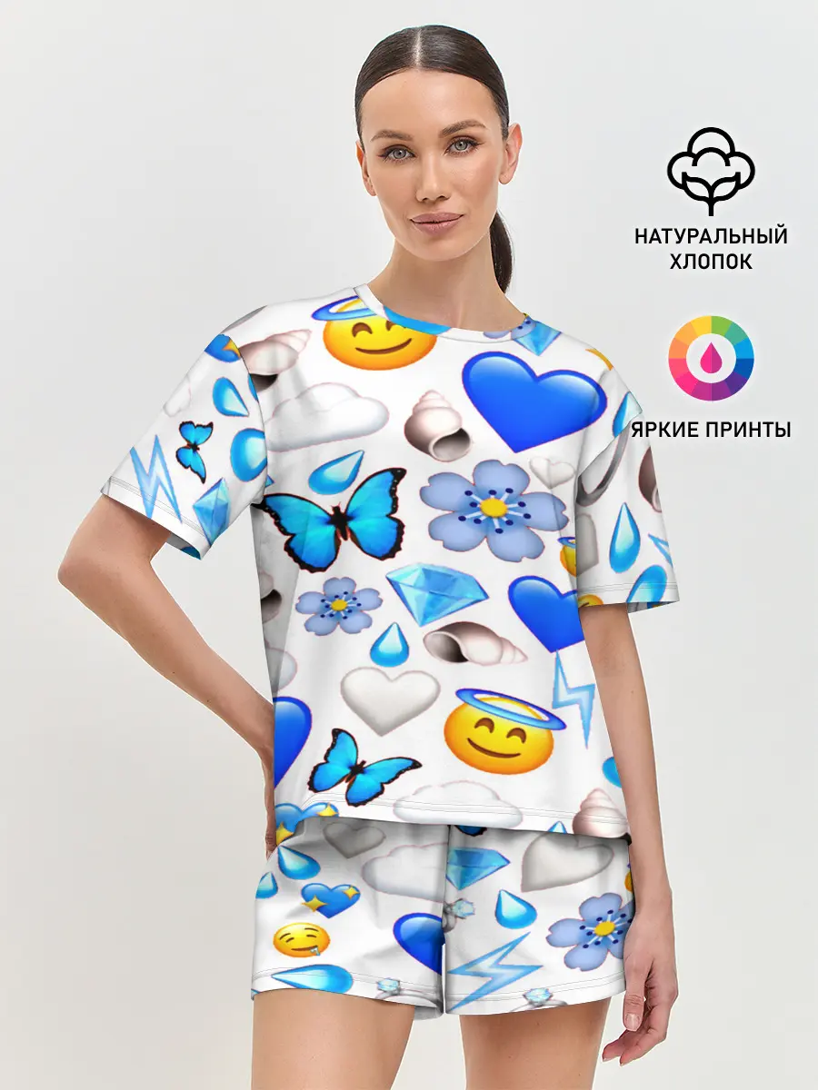 Женская пижама с шортами / Смайлики