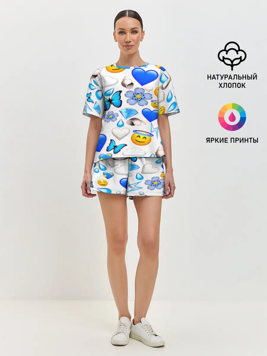 Женская пижама с шортами / Смайлики