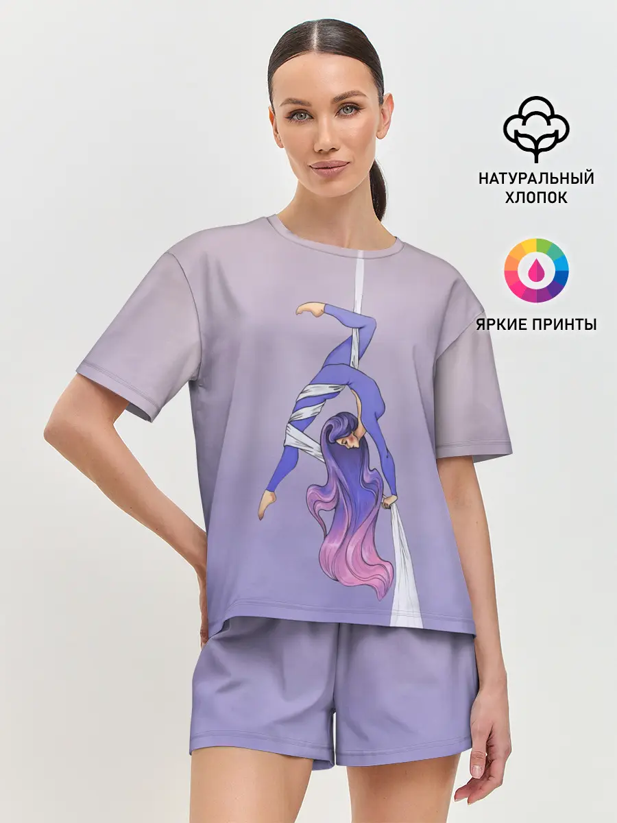 Женская пижама с шортами / Гимнастка на полотне