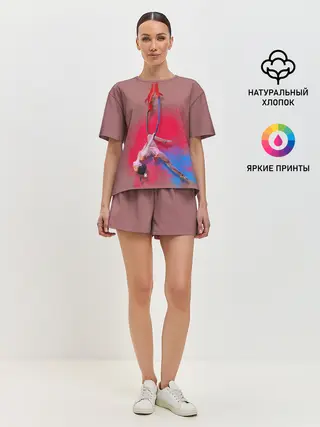 Женская пижама с шортами / Воздушная гимнастика