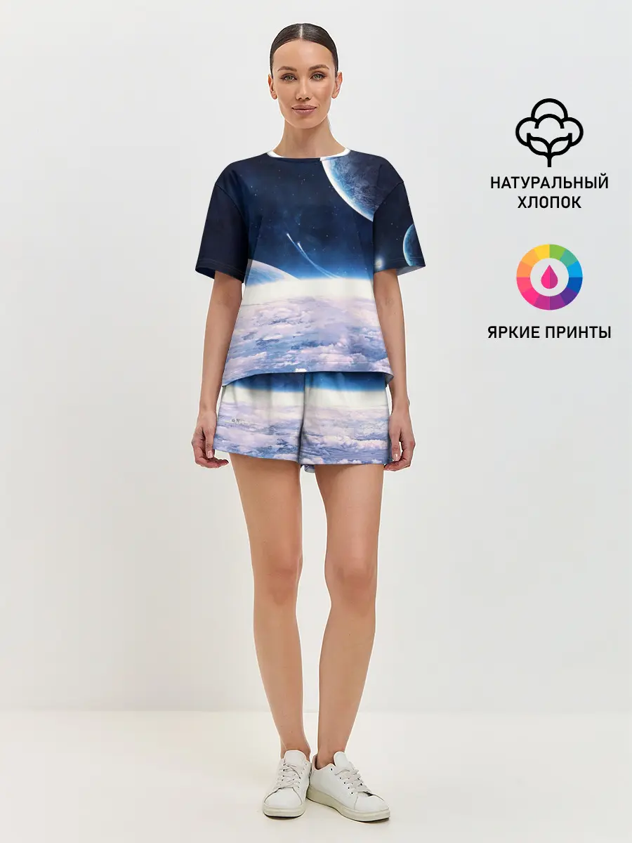 Женская пижама с шортами / Космос
