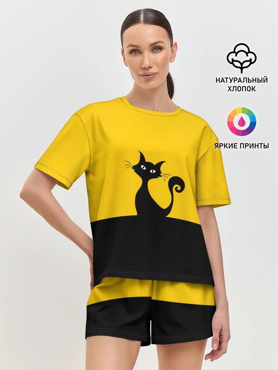 Женская пижама с шортами / Гордый кот.